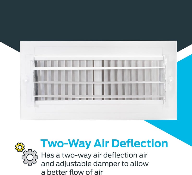EZFLO 10 x 4 Inch (Duct Opening) White Air Vent Cover for Wall or Ceiling, Two-Way Ventilation Register, Solid Steel HVAC Cover, 61609 (Pack of 2) - Image 4